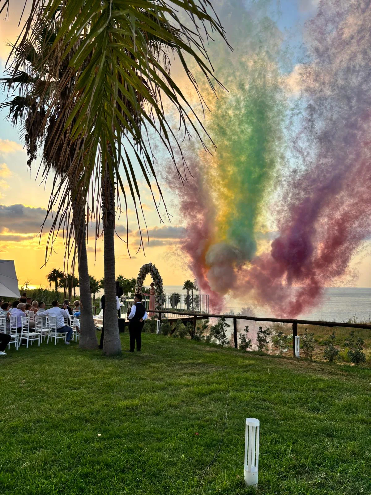 Outdoor wedding ceremony by the sea